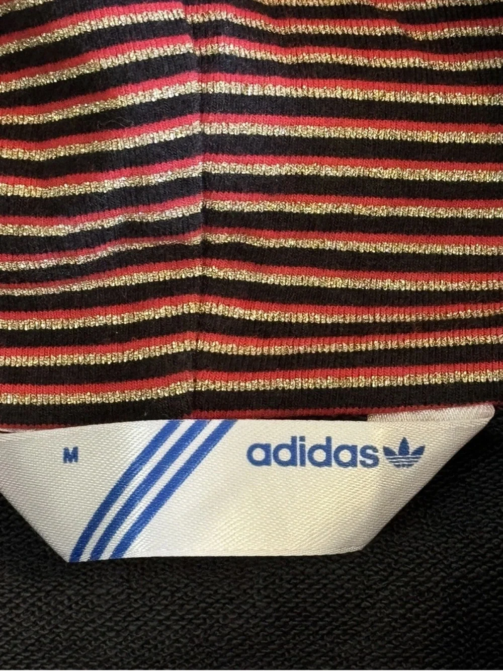 Adidas Girls Y2K Jacket Sz M Black Gold Crest Hood Bamboo Cotton School Travel